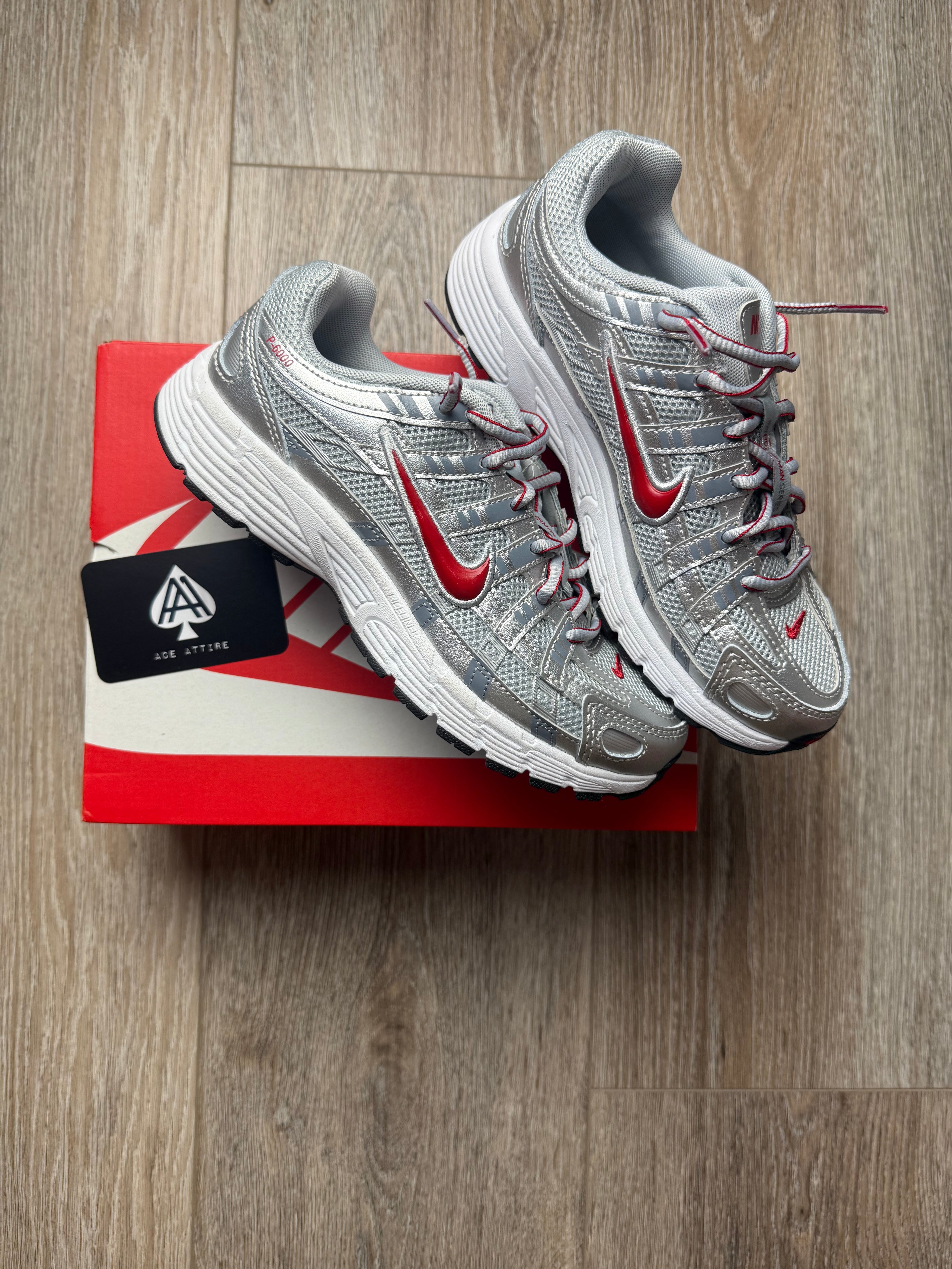 Nike P-6000 - Metallic Silver Gym Red