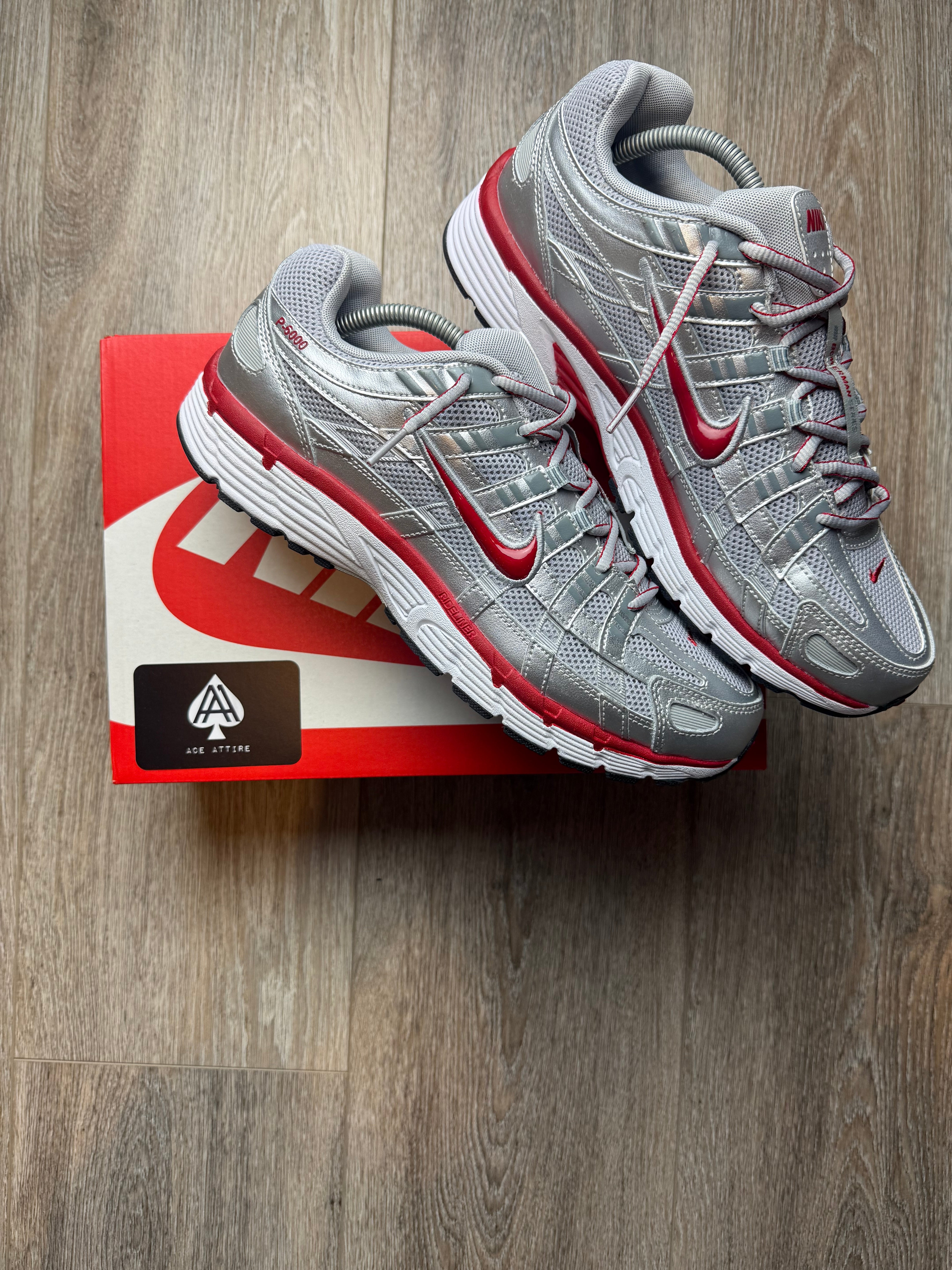Nike P-6000 - Metallic Silver Gym Red